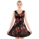 Fractal Chocolate Balls On Black Background V-Neck Sleeveless Skater Dress View1