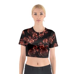 Fractal Chocolate Balls On Black Background Cotton Crop Top