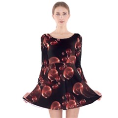 Fractal Chocolate Balls On Black Background Long Sleeve Velvet Skater Dress