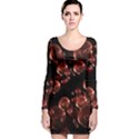 Fractal Chocolate Balls On Black Background Long Sleeve Velvet Bodycon Dress View1