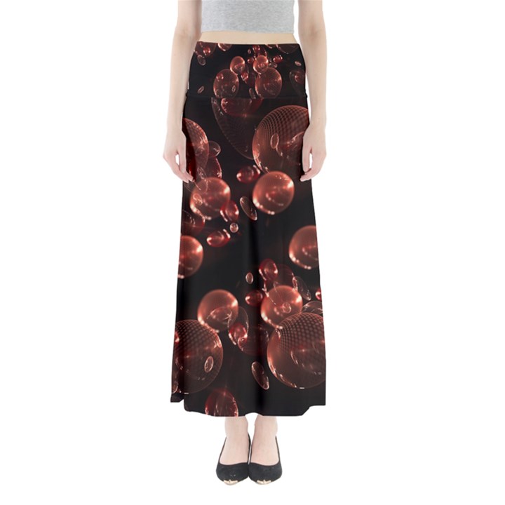 Fractal Chocolate Balls On Black Background Maxi Skirts