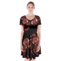 Fractal Chocolate Balls On Black Background Short Sleeve V-neck Flare Dress View1