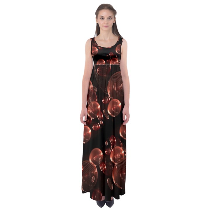 Fractal Chocolate Balls On Black Background Empire Waist Maxi Dress