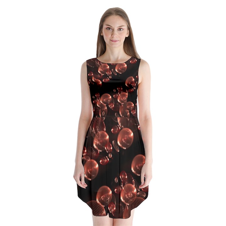 Fractal Chocolate Balls On Black Background Sleeveless Chiffon Dress  