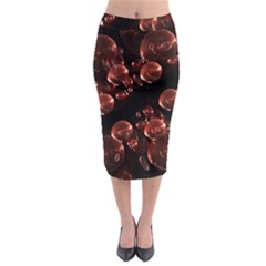 Fractal Chocolate Balls On Black Background Midi Pencil Skirt