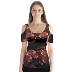 Fractal Chocolate Balls On Black Background Butterfly Sleeve Cutout Tee 