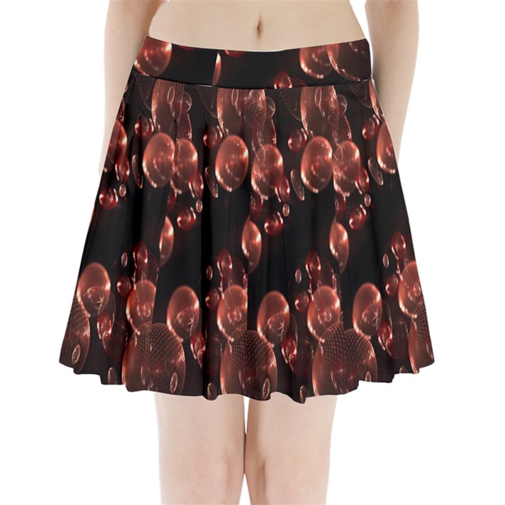 Fractal Chocolate Balls On Black Background Pleated Mini Skirt