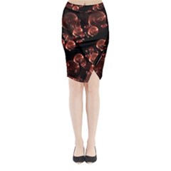 Fractal Chocolate Balls On Black Background Midi Wrap Pencil Skirt