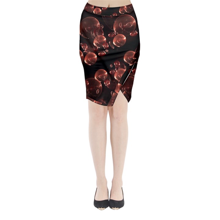 Fractal Chocolate Balls On Black Background Midi Wrap Pencil Skirt