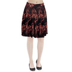 Fractal Chocolate Balls On Black Background Pleated Skirt