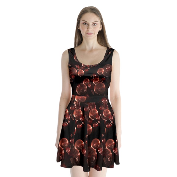 Fractal Chocolate Balls On Black Background Split Back Mini Dress 