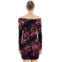 Fractal Chocolate Balls On Black Background Long Sleeve Off Shoulder Dress View2