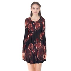 Fractal Chocolate Balls On Black Background Flare Dress