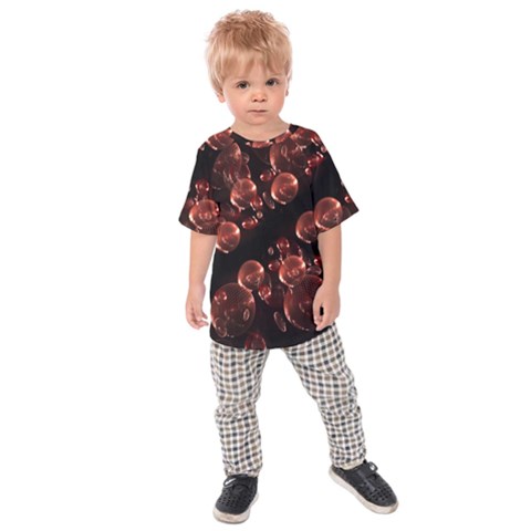 Fractal Chocolate Balls On Black Background Kids  Raglan Tee by Simbadda