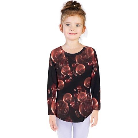 Fractal Chocolate Balls On Black Background Kids  Long Sleeve Tee by Simbadda