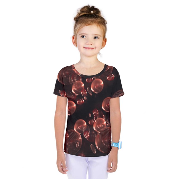 Fractal Chocolate Balls On Black Background Kids  One Piece Tee