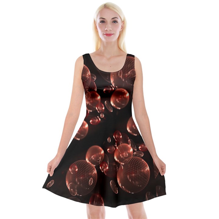 Fractal Chocolate Balls On Black Background Reversible Velvet Sleeveless Dress