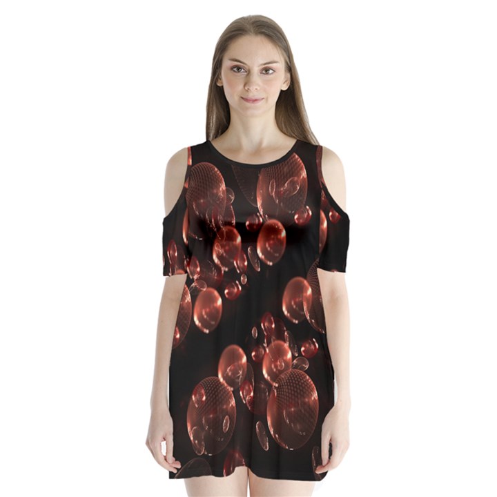 Fractal Chocolate Balls On Black Background Shoulder Cutout Velvet  One Piece