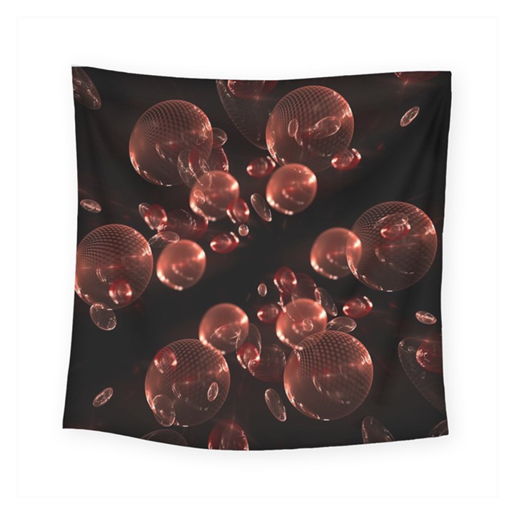 Fractal Chocolate Balls On Black Background Square Tapestry (Small)