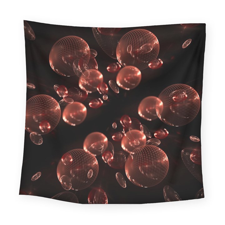 Fractal Chocolate Balls On Black Background Square Tapestry (Large)