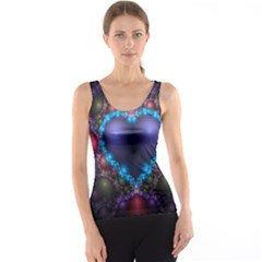 Blue Heart Fractal Image With Help From A Script Tank Top by Simbadda