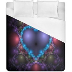 Blue Heart Fractal Image With Help From A Script Duvet Cover (california King Size) by Simbadda