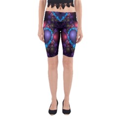 Blue Heart Fractal Image With Help From A Script Yoga Cropped Leggings by Simbadda