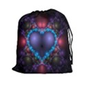 Blue Heart Fractal Image With Help From A Script Drawstring Pouches (XXL) View1