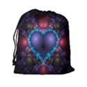 Blue Heart Fractal Image With Help From A Script Drawstring Pouches (XXL) View2