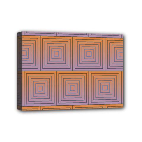 Brick Wall Squared Concentric Squares Mini Canvas 7  X 5  by Simbadda