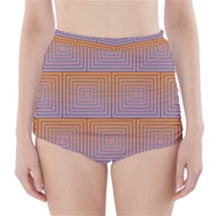 Brick Wall Squared Concentric Squares High-waisted Bikini Bottoms by Simbadda