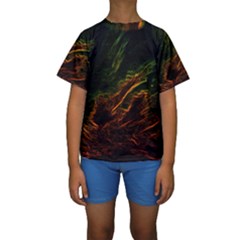 Abstract Glowing Edges Kids  Short Sleeve Swimwear