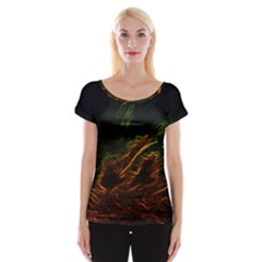 Abstract Glowing Edges Women s Cap Sleeve Top by Simbadda