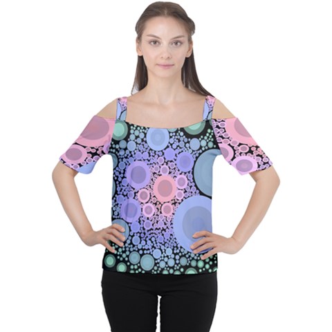 An Abstract Background Consisting Of Pastel Colored Circle Women s Cutout Shoulder Tee by Simbadda