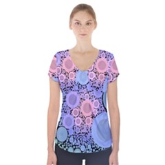 An Abstract Background Consisting Of Pastel Colored Circle Short Sleeve Front Detail Top by Simbadda