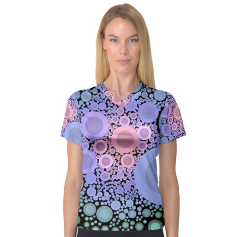 An Abstract Background Consisting Of Pastel Colored Circle Women s V-neck Sport Mesh Tee by Simbadda