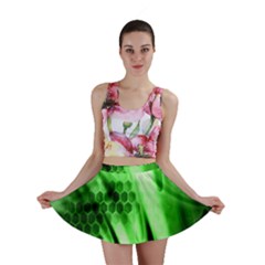 Abstract Background Green Mini Skirt by Simbadda