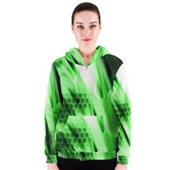 Abstract Background Green Women s Zipper Hoodie by Simbadda