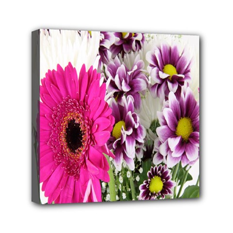 Purple White Flower Bouquet Mini Canvas 6  X 6  by Simbadda