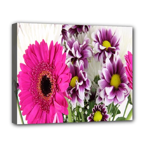 Purple White Flower Bouquet Deluxe Canvas 20  X 16   by Simbadda