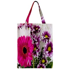 Purple White Flower Bouquet Zipper Classic Tote Bag by Simbadda