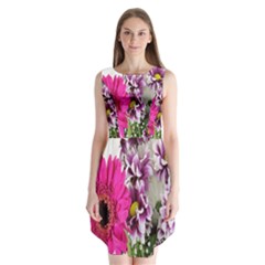 Purple White Flower Bouquet Sleeveless Chiffon Dress   by Simbadda