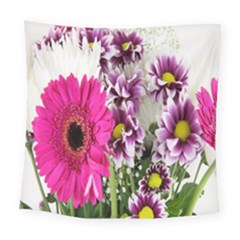 Purple White Flower Bouquet Square Tapestry (large) by Simbadda