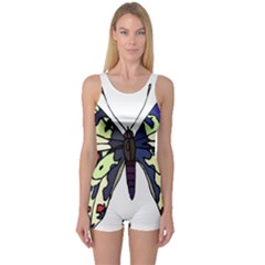 A Colorful Butterfly Image One Piece Boyleg Swimsuit by Simbadda