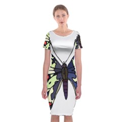 A Colorful Butterfly Image Classic Short Sleeve Midi Dress by Simbadda