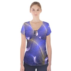 Fractal Magic Flames In 3d Glass Frame Short Sleeve Front Detail Top by Simbadda