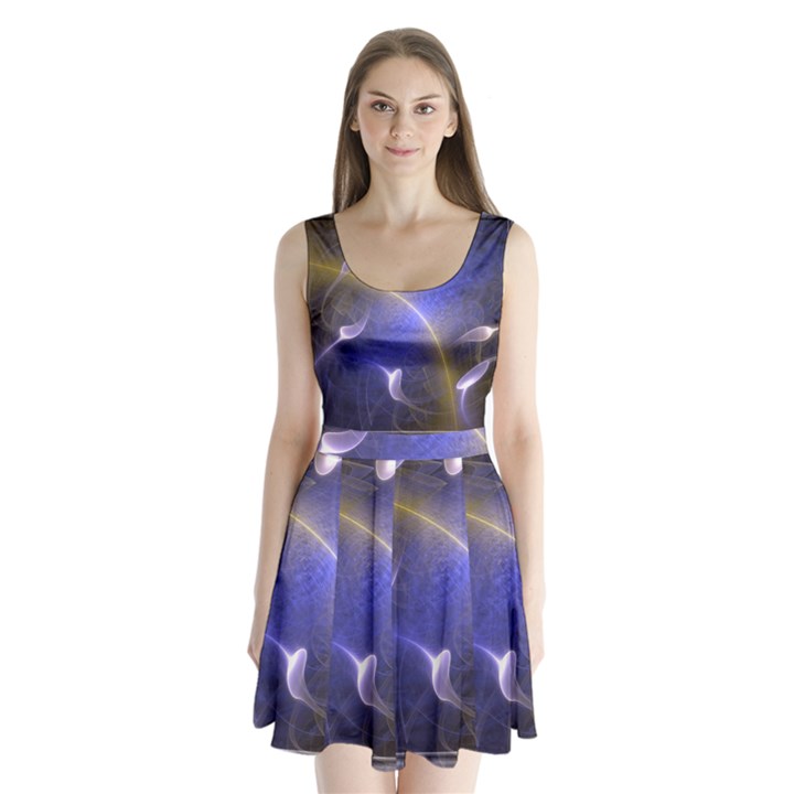 Fractal Magic Flames In 3d Glass Frame Split Back Mini Dress 