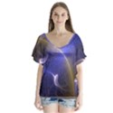 Fractal Magic Flames In 3d Glass Frame Flutter Sleeve Top View1