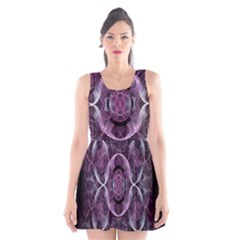 Fractal In Lovely Swirls Of Purple And Blue Scoop Neck Skater Dress by Simbadda