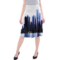 Abstract Of Downtown Chicago Effects Midi Beach Skirt by Simbadda